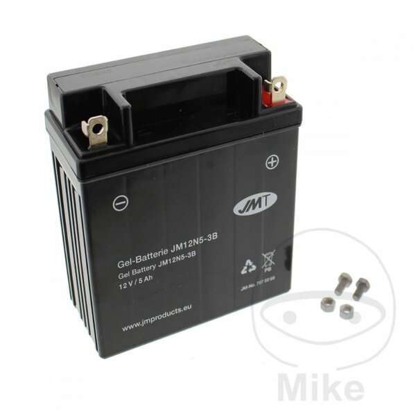 Batterie 12V 5,0 Ah - 12N5-3B Gel JMT Simson S51, S53, S70, S83, SR50, SR80 MZ ETZ125, ETZ150, ETZ250, ETZ251