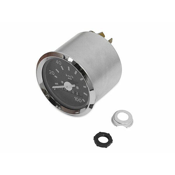 Tachometer mit Beleuchtung und Blinkkontrollleuchte grn - mit Chromring -  60 mm - 100 km/h - S51, S53, S70