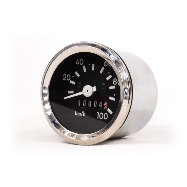 Tacho - Tachometer 60 (bis 100 km/h) mit Blinkkontrolle Frontring verchromt Simson S51, S70, S53, S83